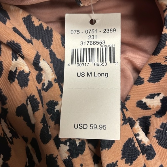aerie Medium Tall Leopard One Piece Swimsuit NWT Peek a boo Strappy Long - Picture 4 of 5
